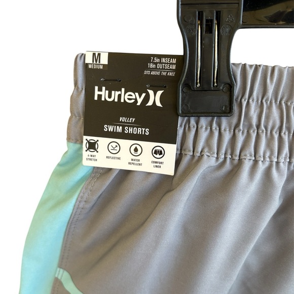 Hurley Gray and Blue Board Shorts Quick-Dry Swimwear - Picture 3 of 7